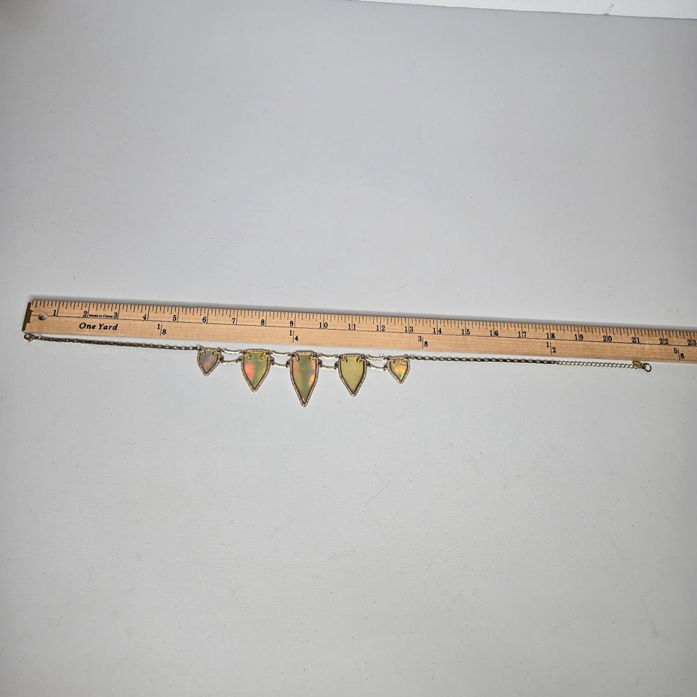 Katy Perry Iridescent Yellow Arrow Rhinestones Border Statement Prism Necklace - Picture 7 of 9